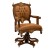 Πολυθρόνα γραφείου με γνήσιο δέρμα και ροδάκια σε καφέ χρώμα απο μασίφ καρυδιά με λούστρο ΜΚ-12129-armchair ΜΚ-12129 