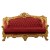 Καναπές τριθέσιος Μπαρόκ με φύλλο χρυσού και μπορντό ύφασμα αδιάβροχο αλέκιαστο ΜΚ-8663-SOFA ΜΚ-8663 