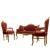 Σέτ Σαλονιού Μπαρόκ μπορντό με φύλλο χρυσού με καναπέ διθέσιο και δύο καρεκλοπολυθρόνες ΜΚ-9135-Baroque Set ΜΚ-9135 
