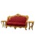 Εκπληκτικό Μπαρόκ Σέτ τριθέσιος καναπές με δύο τραπέζια Λουί κένζ σε μπορντό χρώμα και φύλλο χρυσού ΜΚ-9136-Baroque Set ΜΚ-9136 