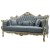 Καναπές Μπαρόκ τριθέσιος καπιτονέ με φύλλο ασημιού και λάκα Off-white με μπλέ αλέκιαστο-αδοάβροχο βελούδο υψηλής ποιότητας ΜΚ-8672-sofa ΜΚ-8672 
