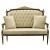 Καναπές διθέσιος Λουί Σέζ με λούστρο και φύλλο χρυσού με αλέκιαστο αδιάβροχο ύφασμα βελούδο σε πρασινό-μπέζ χρώμα ΜΚ-8678-sofa ΜΚ-8675-1 