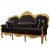Καναπές τριθέσιος Μπαρόκ με φύλλο χρυσού και μαύρο βελούδο αλέκιαστο- αδιάβροχο ύφασμα ΜΚ-8677-SOFA ΜΚ-8677 