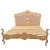Κλασικό κρεβάτι Μπαρόκ με φύλλο χρυσού και καπιτονέ πλάτη με βελούδο ύφασμα σε χρώμα ρόζ ΜΚ-11109-bed ΜΚ-11109 