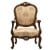 Πολυθρόνα κλασική Λουί Κένζ με λούστρο σε καφέ χρώμα και ύφασμα σατέν μπέζ με ανάγλυφα σχέδια ΜΚ-6622-armchair ΜΚ-6622 