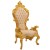 Μπαρόκ θρόνος με φύλλο χρυσού και off-white αλέκιαστο αδιάβροχο ύφασμα ΜΚ-6629-Throne ΜΚ-6629 