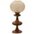 Κλασικό επιτραπέζιο φωτιστικό απο μάρμαρο σε καφέ χρώμα και καπέλο απο φυσητό γυαλί σε στύλ Galle με λουλούδια RIS-13308-TABLE LAMP RIS-13308 