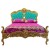 Κλασικό Κρεβάτι Μπαρόκ καπιτονέ με βελούδο τιρκουάζ και φύλλο χρυσου RIS-11119-BED RIS-11119 