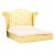 Κρεβάτι χειροποίητο μπέζ απο ξύλο μασίφ καρυδιά με πατίνα και ανάγλυφο ύφασμα στο κεφαλάρι RIS-0004-BED RIS-0004 