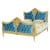 Κρεβάτι χειροποίητο Μπαρόκ με φύλλο χρυσού και μπλέ αλέκιαστο αδιάβροχο βελούδο καπιτονέ RIS-0019-BED RIS-0019 