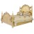 Κρεβάτι κλασικό Louis Xv με φύλλο χρυσού πατίνα και ζωγραφική στα σκαλίσματα RIS-0023-BED RIS-0023 