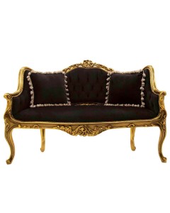 Διθέσιος καναπές Λουί Κένζ με φύλλο χρυσού και μαύρο ύφασμα αλέκιαστο αδιάβροχο υψηλής ποιότητας ΜΚ-8685