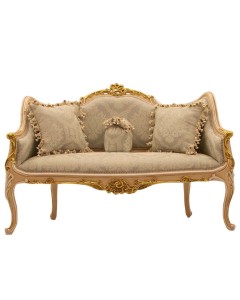 Διθέσιος καναπές Λουί Κένζ σε χρώμα λακέ με φύλλο χρυσού και ανάγλυφο ύφασμα μπέζ με ανάγλυφα σχέδια ΜΚ-8690