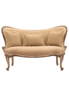 Διθέσιος καναπές Λουί Κένζ με φύλλο ασημιού και μπέζ αλέκιαστο-αδιάβροχο ύφασμα ΜΚ-8693