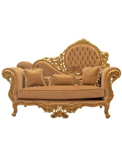 Διθέσιος καναπές Μπαρόκ χρυσός με camel ύφασμα αλέκιαστο αδιάβροχο βελούδο ΜΚ-8680