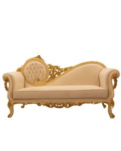 Kαναπές διθέσιος Μπαρόκ με φύλλο χρυσού και off-white αλέκιαστο - αδιάβροχο ύφασμα ΜΚ-8709