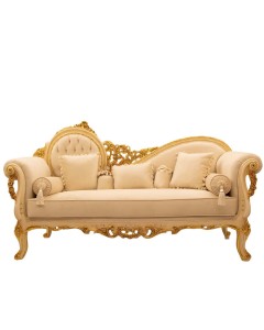 Kαναπές τριθέσιος Μπαρόκ με φύλλο χρυσού και off-white αλέκιαστο - αδιάβροχο ύφασμα ΜΚ-8731