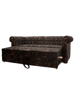 Καναπές-κρεβάτι καπιτονέ με ύφασμα αδιάβροχο αλέκιαστο σε χρώμα μαύρο με χρυσά νερά ΜΚ- 8710