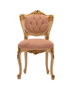 Καρέκλα επισκέπτη Κλασική Λουί Κένζ με φύλλο χρυσού και ροδακινή αλέκιαστο - αδιάβροχο ύφασμα ΜΚ-5196
