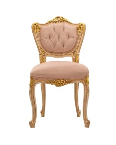 Καρέκλα επισκέπτη Κλασική Λουί Κένζ με φύλλο χρυσού και απαλό ρόζ αλέκιαστο - αδιάβροχο ύφασμα ΜΚ-5199