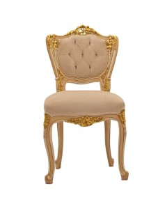 Καρέκλα επισκέπτη Κλασική Λουί Κένζ με φύλλο χρυσού και off-white αλέκιαστο - αδιάβροχο ύφασμα ΜΚ-5198