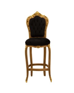 Καρέκλα-Σκαμπό Μπάρ Μπαρόκ με φύλλο χρυσού και μαύρο αλέκιαστο - αδιάβροχο ύφασμα ΜΚ-5201