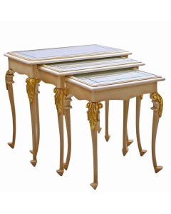 Εντυπωσιακό τραπέζι ζυγόν Μπαρόκ με φύλλο χρυσού και λάκα μπέζ ΜΚ-3562
