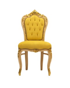 Καρέκλα Μπαρόκ με φύλλο χρυσού και αλέκιαστο αδιάβροχο κίτρινο ύφασμα βελούδο καπιτονέ RIS-5210