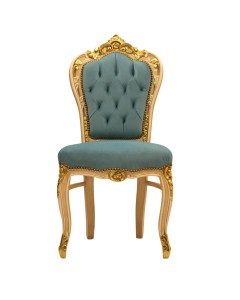 Καρέκλα μπαρόκ με φύλλο χρυσού και αλέκιαστο αδιάβροχο τιρκουάζ ύφασμα βελούδο καπιτονέ RIS-5211