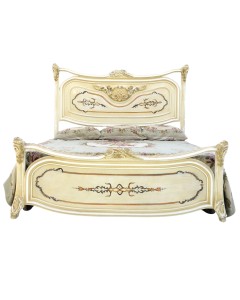 Κρεβάτι σε στυλ Γαλλικό μπέζ με φύλλο χρυσού και χρωματιστές λεπτομέρειες RIS-0017