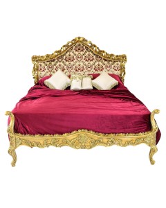 Κρεβάτι Μπαρόκ με φύλλο χρυσού και ανάγλυφο ύφασμα υψηλής ποιότητας με πολύχρωμα σχέδια λουλουδιών RIS-0021
