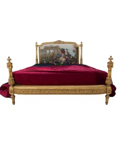 Κρεβάτι Μπαρόκ με φύλλο χρυσού και ταπισερί στο κεφαλάρι RIS-0024