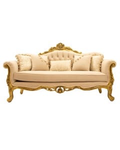 Καναπές τριθέσιος με φύλλο χρυσού και αδιάβροχο αλέκιαστο καπιτονέ βελούδο RIS-8778
