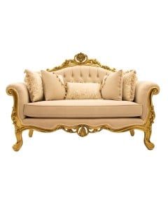 Καναπές διθέσιος με φύλλο χρυσού και αδιάβροχο αλέκιαστο καπιτονέ βελούδο RIS-8782