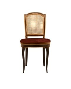 Καρέκλα με ψάθα στην πλάτη λούστρο και μπορντό αδιάβροχο αλέκιαστο βελούδο στο κάθισμα RIS-5215
