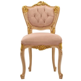 Καρέκλα επισκέπτη Κλασική Λουί Κένζ με φύλλο χρυσού και απαλό ρόζ αλέκιαστο - αδιάβροχο ύφασμα ΜΚ-5199-chair ΜΚ-5199 