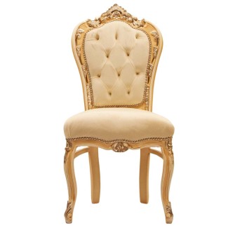 Καρέκλα Μπαρόκ σε κρέμ και μπέζ λάκα-πατίνα με φύλλο ασημιού κ&#039;off-white ύφασμα αλέκιαστο αδιάβροχο υψηλής ποιότητας ΜΚ-5185-chair ΜΚ-5185 