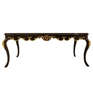Τραπέζι σαλονιού μπαρόκ Λουί Κένζ μαύρο με φύλλο χρυσού RIS-100163-DINNING TABLE RIS-100163 
