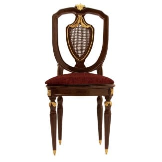 Καρέκλα τραπεζαρίας με λούστρο μπρούτζινες διακοσμήσεις μπορντό μαξιλάρι και ψάθα RIS-5213-CHAIR RIS-5213 