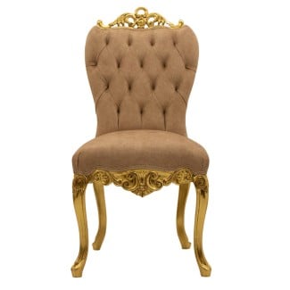 Καρέκλα τραπεζαρίας με φύλλο χρυσού και ύφασμα μπέζ βελούδο αδιάβροχο αλέκιαστο RIS-5209-CHAIR RIS-5209 